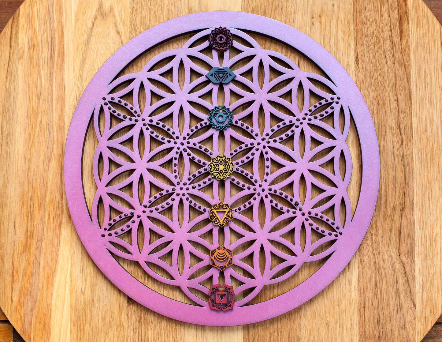FLOR DE LA VIDA CON CHAKRAS  (60cm)