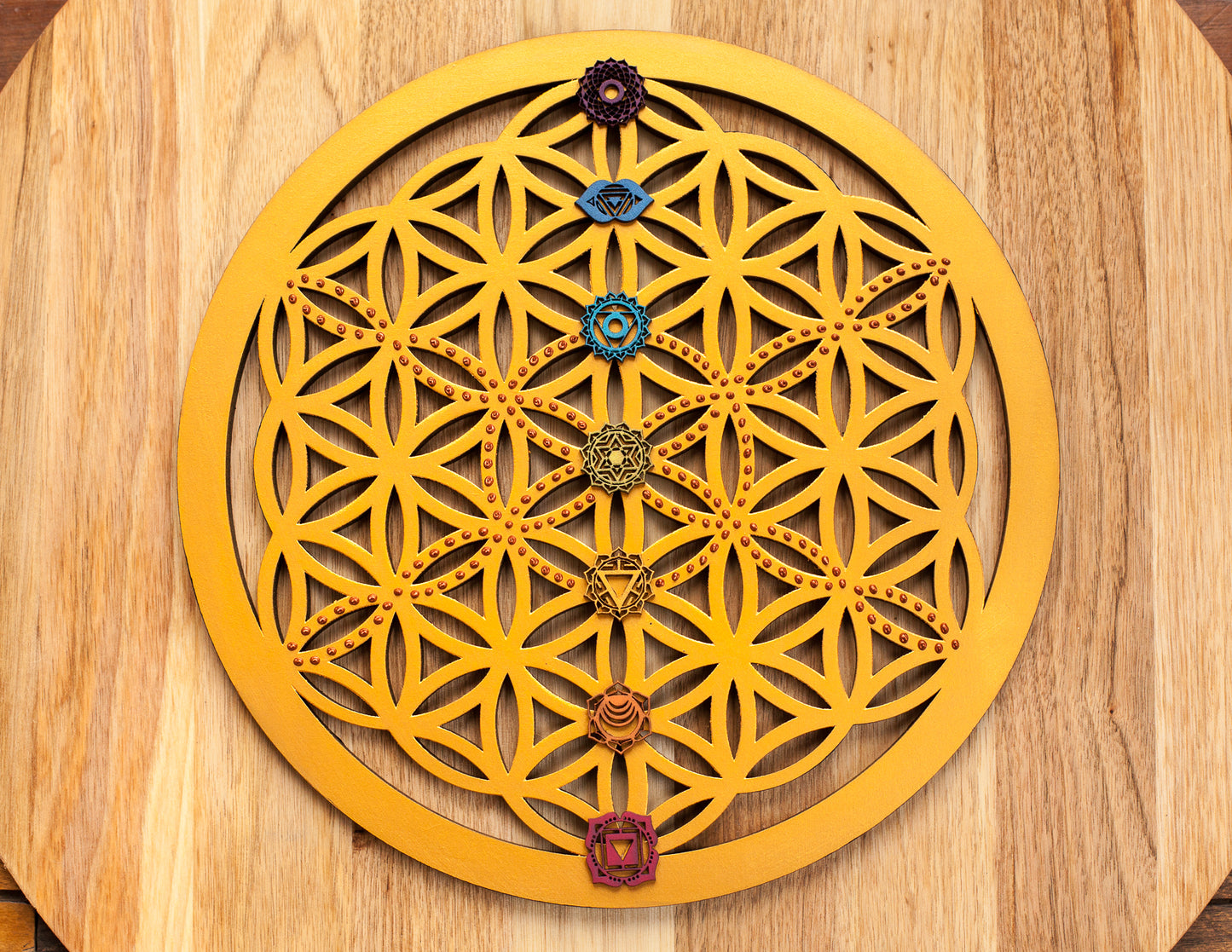 FLOR DE LA VIDA CON CHAKRAS  (60cm)