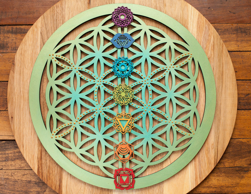 FLOR DE LA VIDA CON CHAKRAS  (60cm)