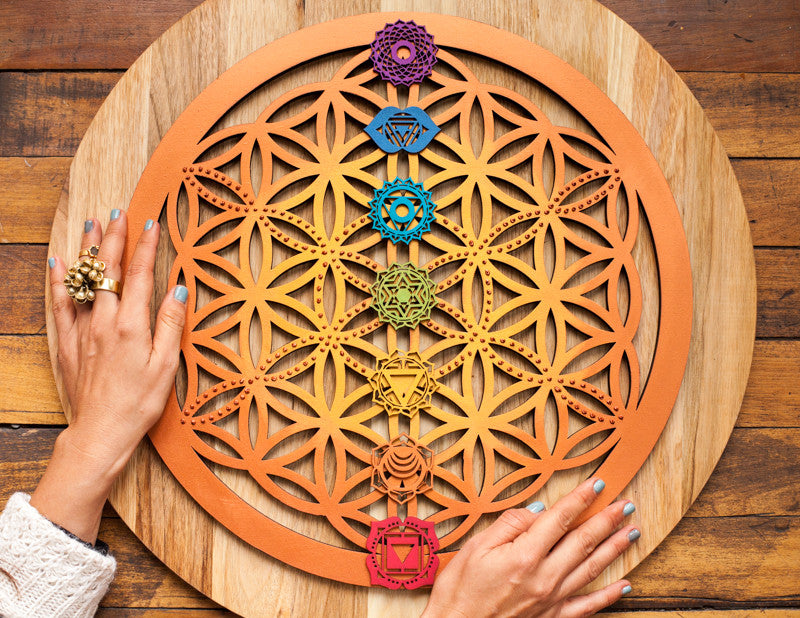 FLOR DE LA VIDA CON CHAKRAS  (60cm)